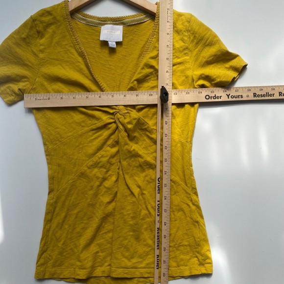 Anthropologie Ett:twa Twist Front Top Short Sleeve Size XS Yellow - Picture 7 of 9